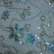 Turquoise Ribbons & Sequins Linen
