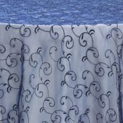 Navy Embroidered Organza Overlay