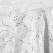 White Rosette Sequin Linen