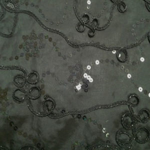 Black Ribbons & Sequins Linen