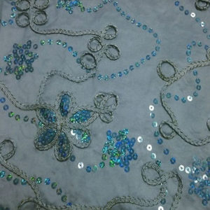 Turquoise Ribbons & Sequins Linen
