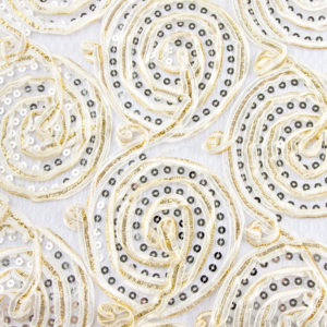 Ivory Sequined Ribbons Overlay