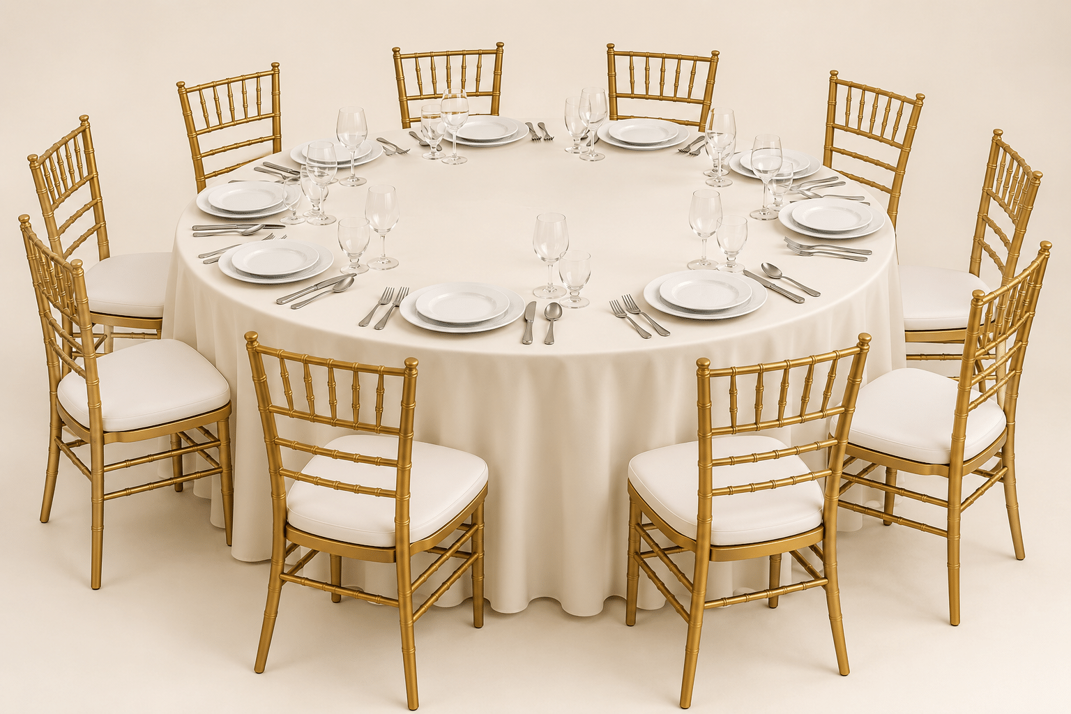 Diamond party rental package with coordinated table, chairs and linens