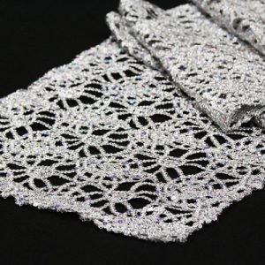 Silver Studded Lace Table Runner