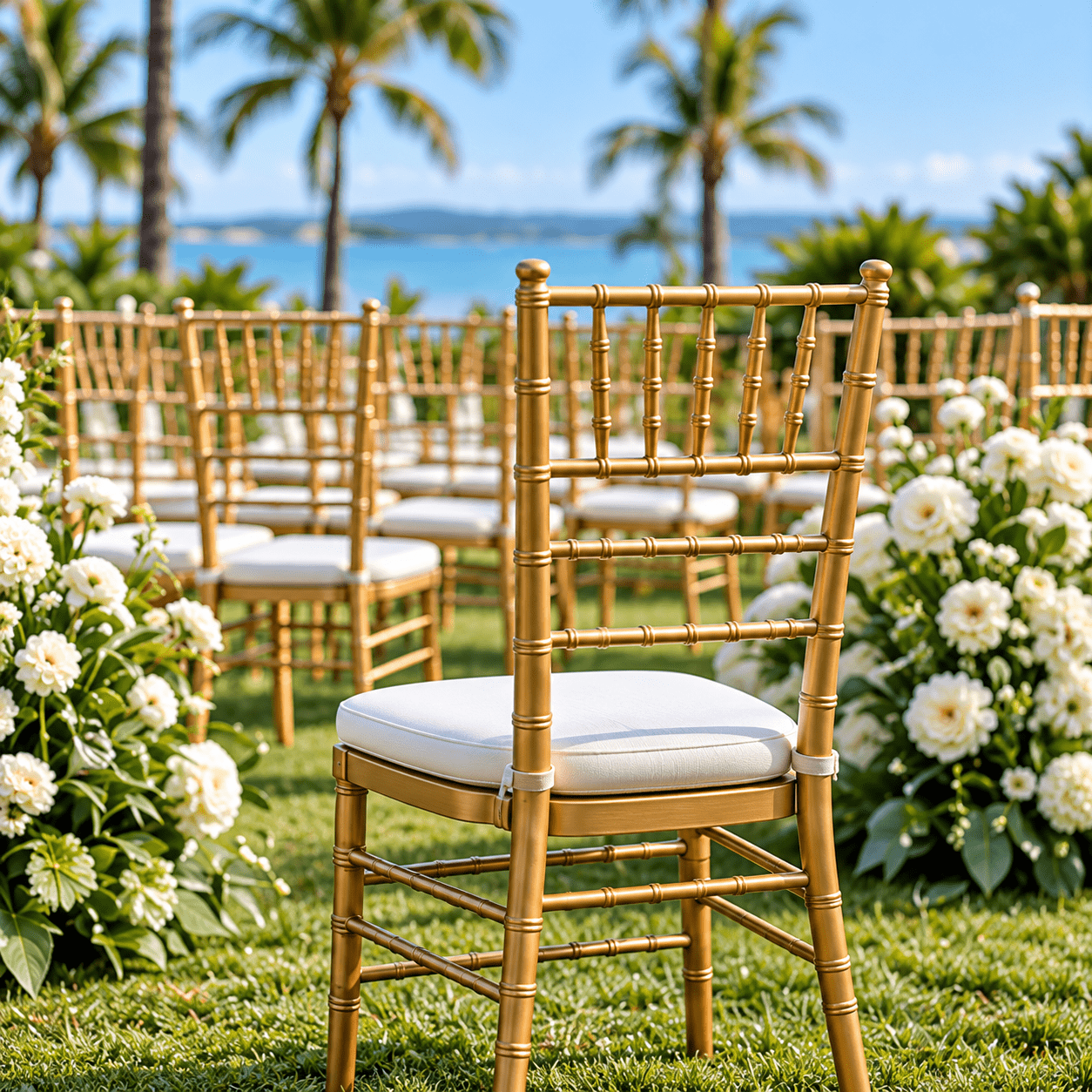 Gold Chiavari event chairs