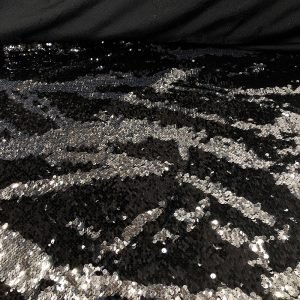 Black Flip Sequins Linen