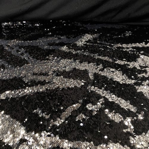 Black Flip Sequins Linen