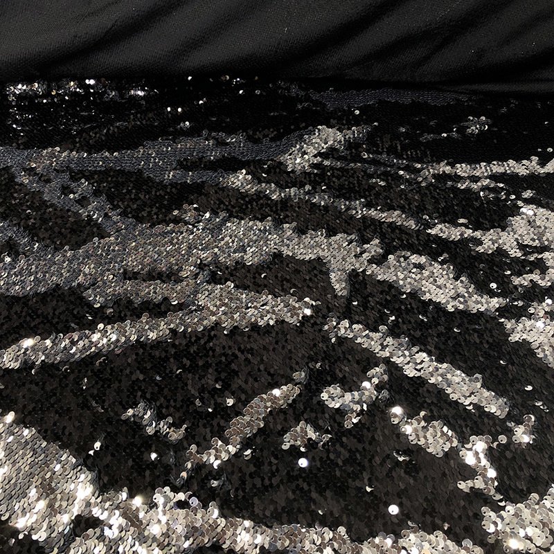 Black Flip Sequins Linen
