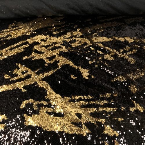 Black/Gold Flip Sequins Linen