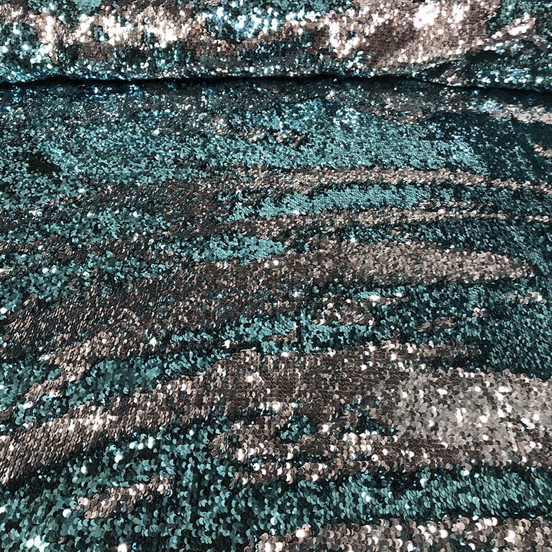 Turquoise Flip Sequins Linen