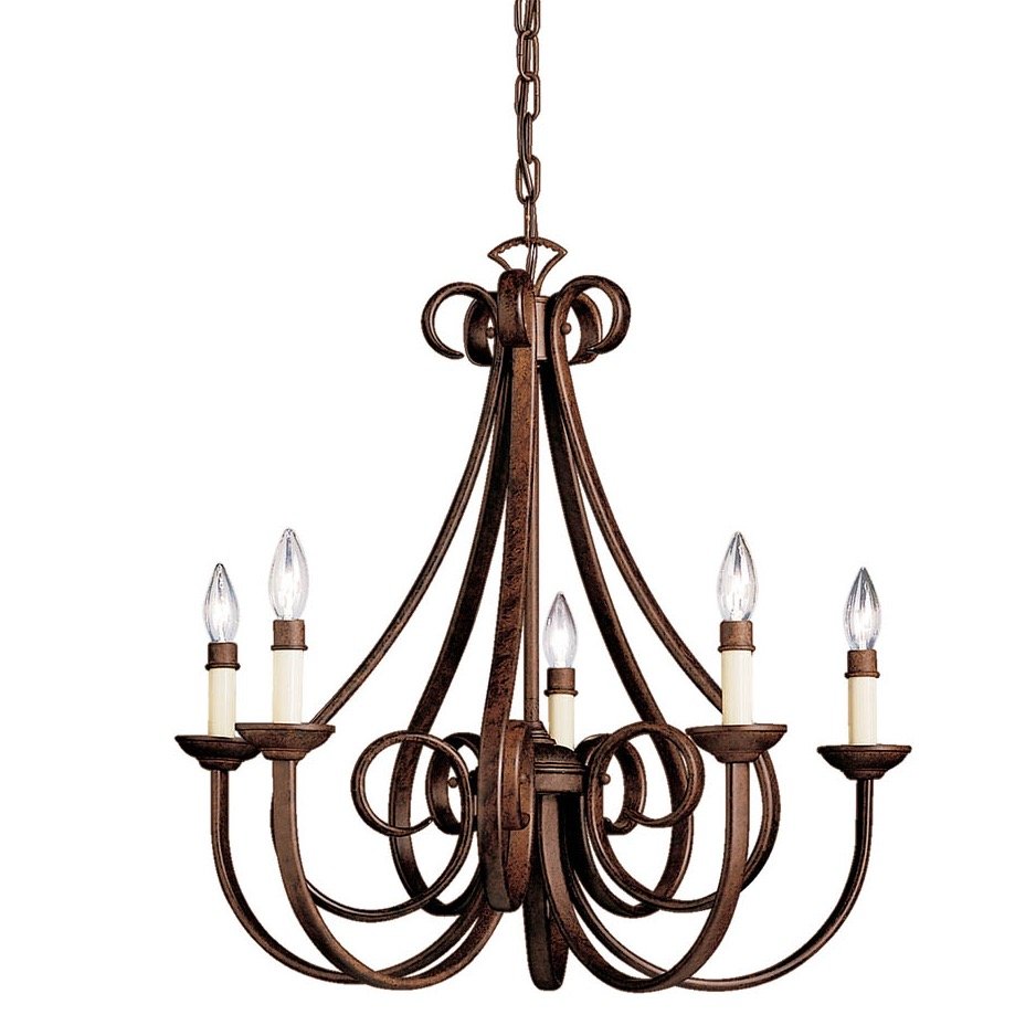 Bronze Five-Light Chandelier