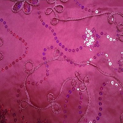 Fuchsia Ribbons & Sequins Linen