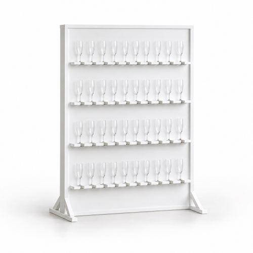 White champagne display wall — illustrative preview