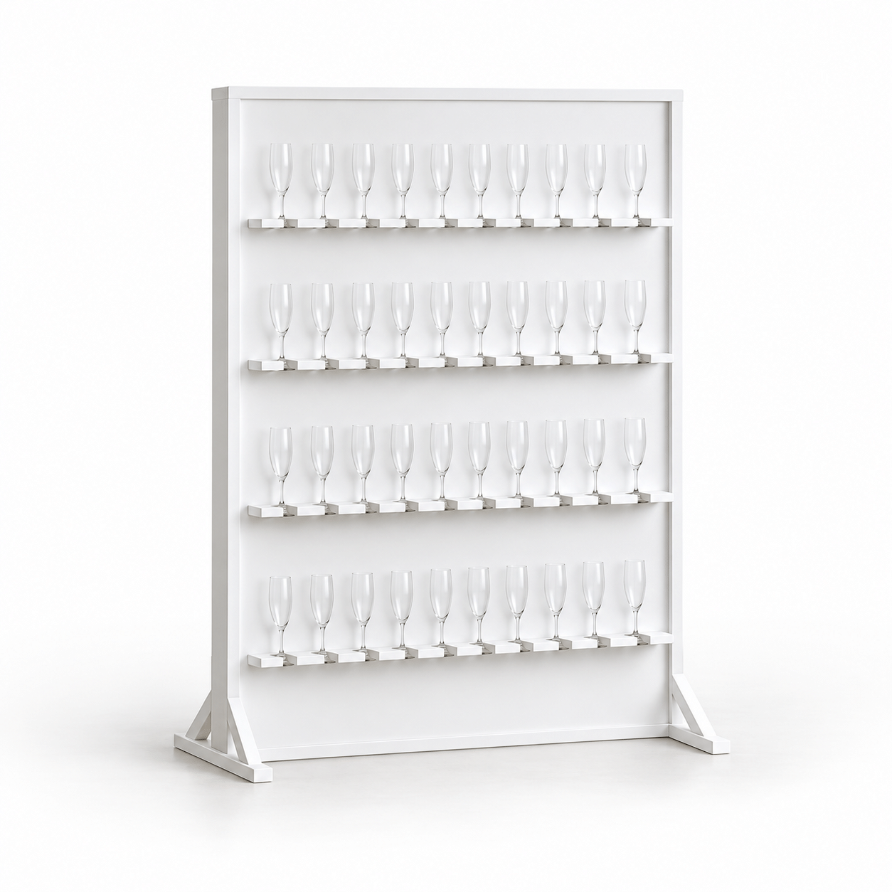 White champagne display wall — illustrative preview
