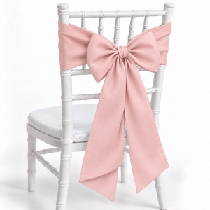 Blush polyester chair sash on white Chiavari chair