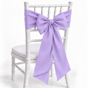 Lavender polyester chair sash on white Chiavari chair
